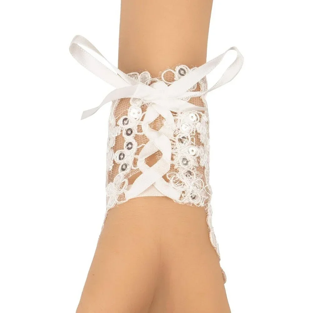 Women's Rhinestone Fingerless White Gloves Bride Wedding Party Prom Accessories